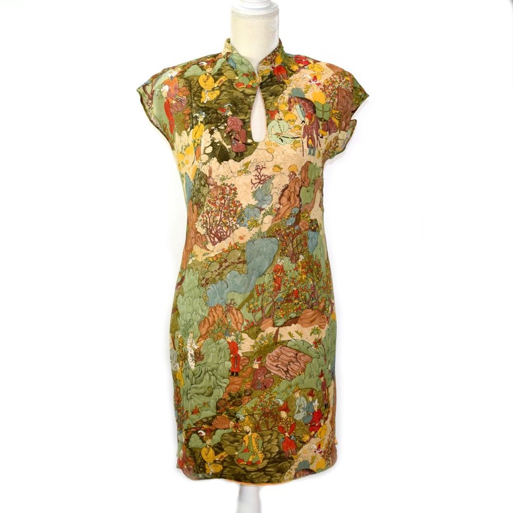 Vintage Platinum Dorothy Schoelen Mongol Art Dress - Picture 1 of 8